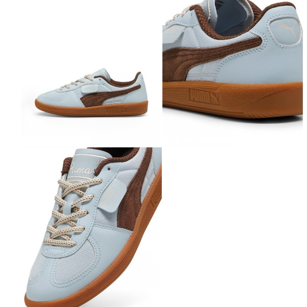 Puma Palermo Leather/Suede Blue and Brown Sneakers with Gum Sole